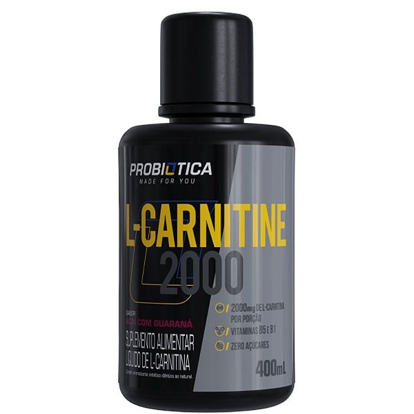 L-Carnitina 2000mg Pote 400ml Probiotica - Acaí Com Guaraná