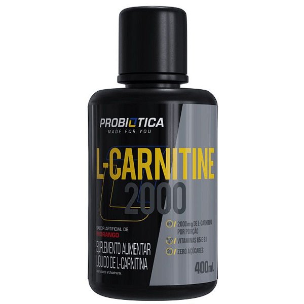 L-Carnitina 2000mg Pote 400ml Probiotica - Morango