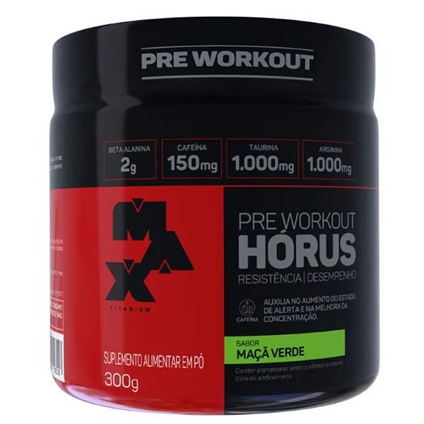 Pré treino Hórus 300g - Max Titanium - Maça Verde