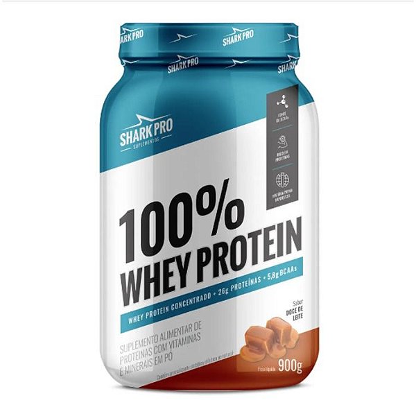100% Whey Protein Pote 900g Shark Pro - Doce De Leite