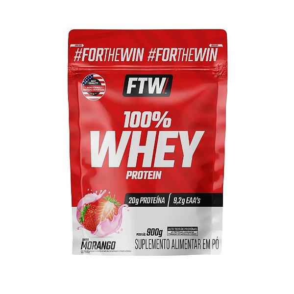 100% Whey Refil 900g Ftw - Morango