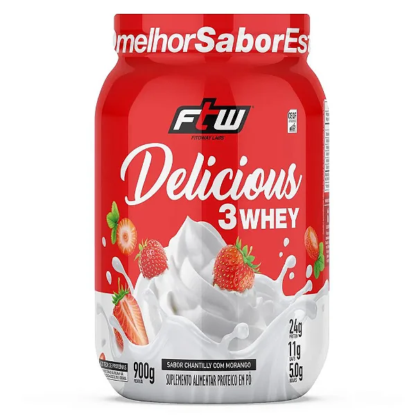 Foto de Delicious 3Whey Chantilly Com Morango 900G Ftw
