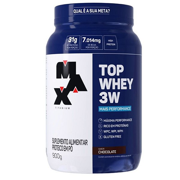 Top Whey 3W+Performance Pote 900g Max Titanium - Chocolate