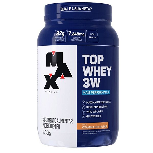 Foto de Top Whey 3W+Performance Pote 900g Max Titanium - Vitamina De Frutas