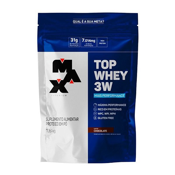 Foto de Top Whey 3W + Performance Refil 1.8kg Max Titanium - Chocolate