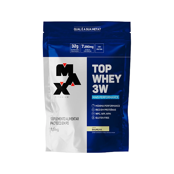 Foto de Top Whey 3W + Performance Refil 1.8kg Max Titanium - Baunilha