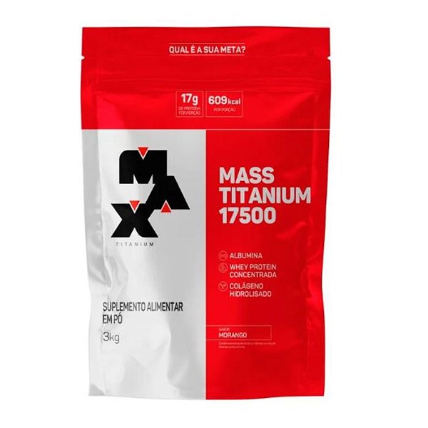 Foto de Mass Titanium 17500 Refil 3kg Max Titanium - Morango