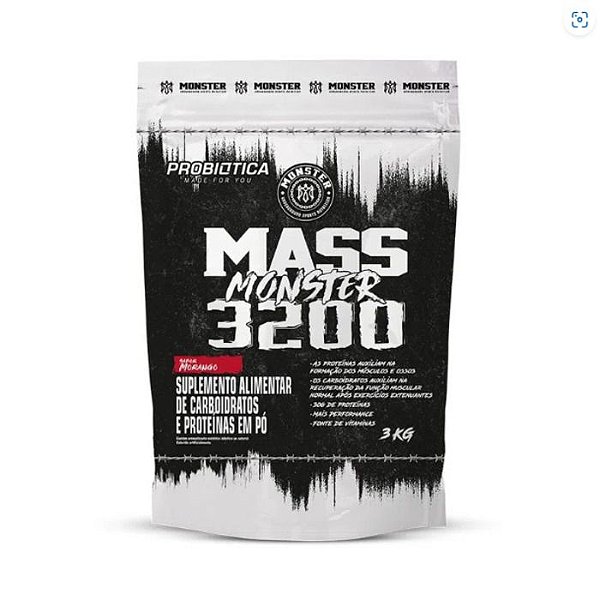 Mass Monster 3200 Refil 3kg Probiotica - Morango