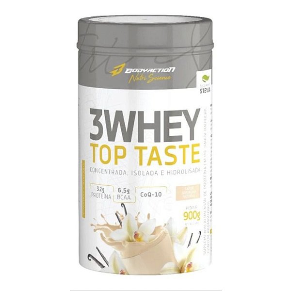 3 Whey Top Tasty 900g BodyAction - Baunilha