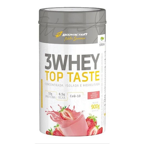 3 Whey Top Tasty 900g BodyAction - Morango