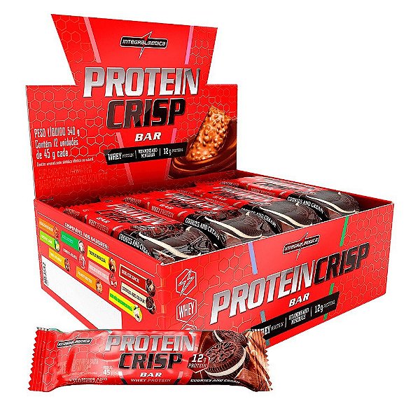 Crisp Bar 45g Display com 12un Integralmedica - Cookies e Cream