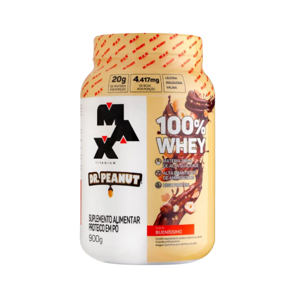 100% Whey Dr Peanut 900g Max Titanium - Buenissimo