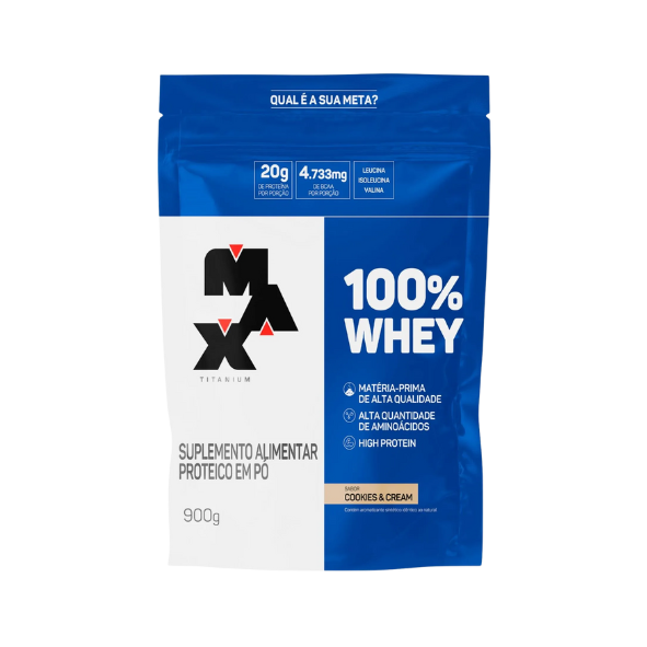 100% Whey Refil 900g Max Titanium - Cookies Cream