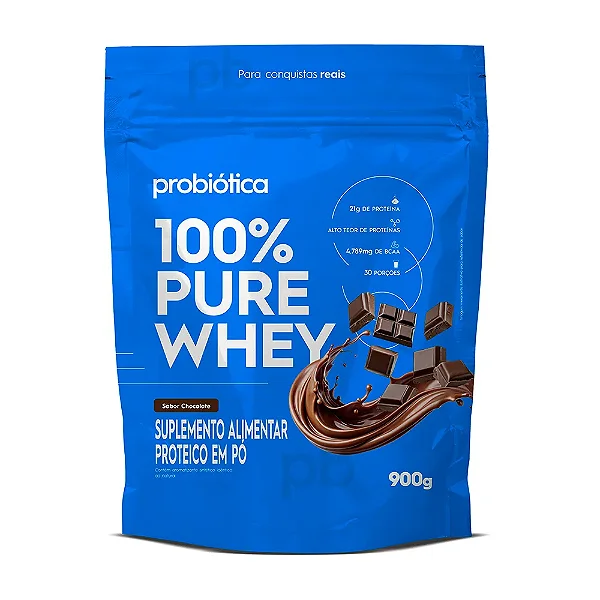 100% Pure Whey Refil 900g Probiótica - Chocolate