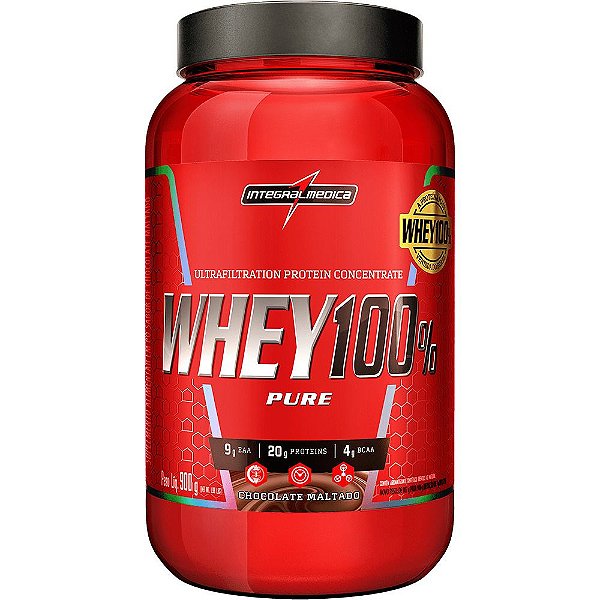 Whey 100% Pure Pote 900g Integralmedica - Chocolate Maltado