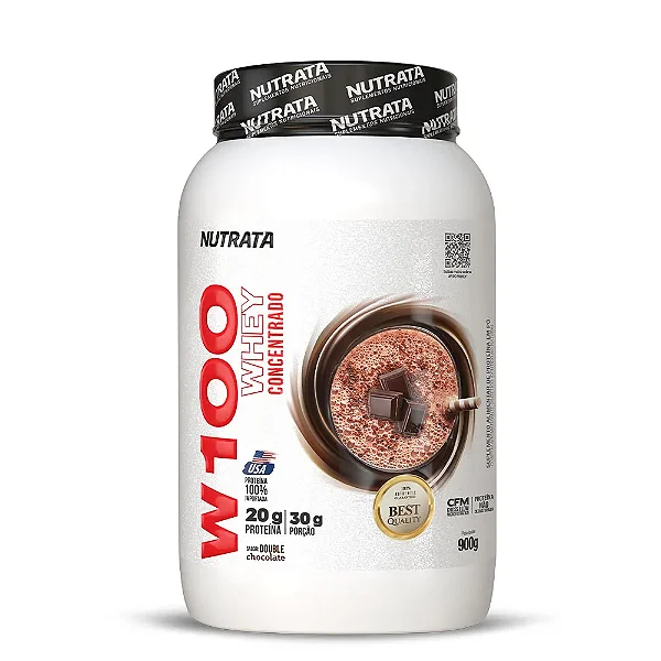 W100 Whey Concentrado Pote 900g Nutrata - Chocolate