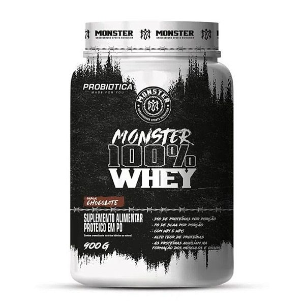 Foto de Monster 100% Whey Pote 900g Probiotica - Chocolate