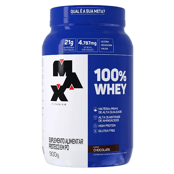 Foto de 100% Whey Pote 900g Max Titanium - Chocolate