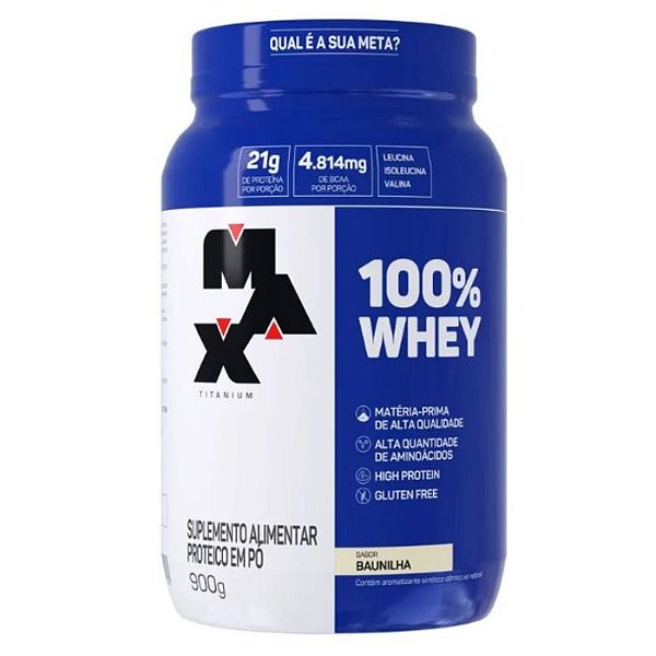 100% Whey Pote 900g Max Titanium - Baunilha