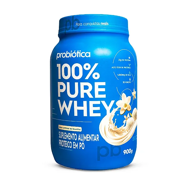 100% Pure Whey Pote 900g Probiótica - Baunilha