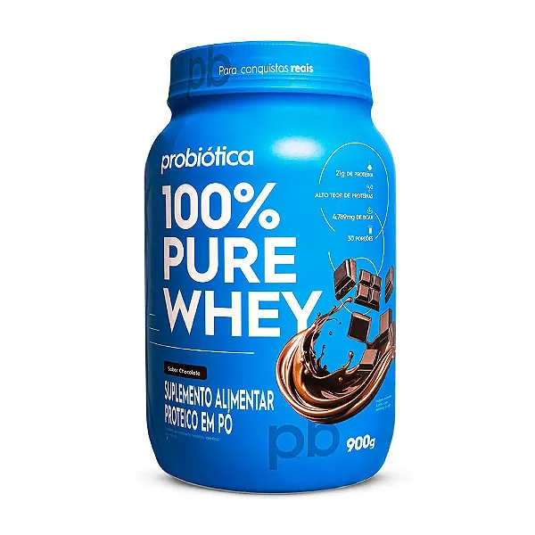 100% Pure Whey Pote 900g Probiótica - Chocolate