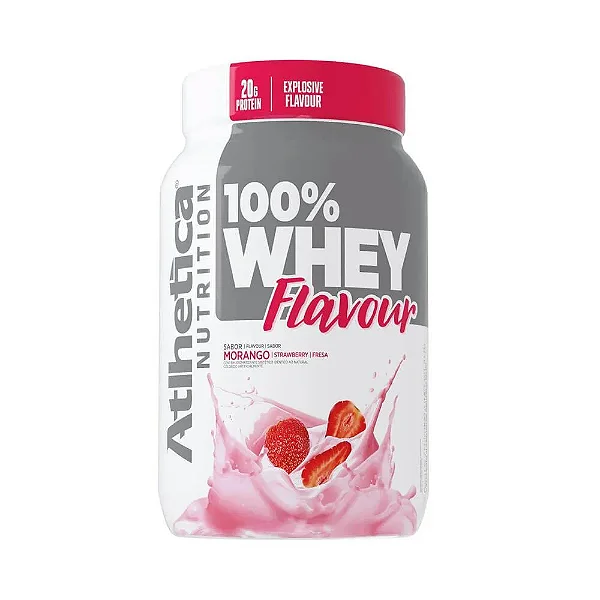 Foto de 100% Whey Flavour Pote 900g Atlhetica Nutrition - Morango