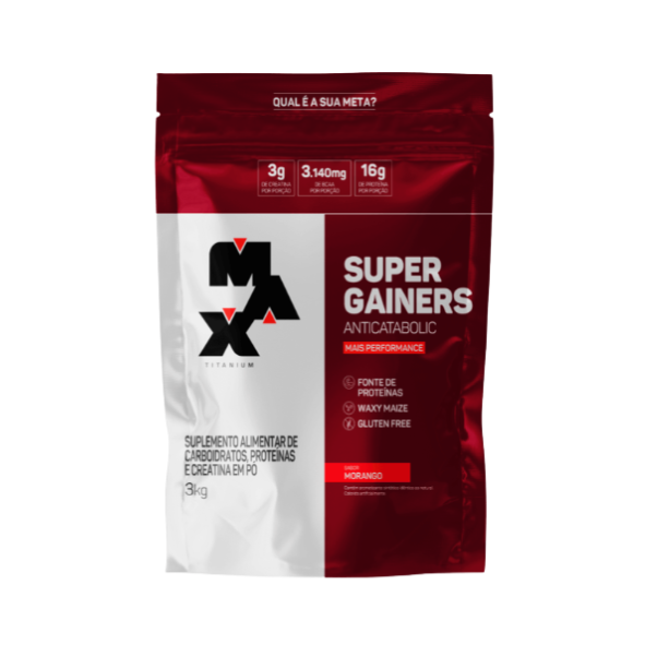 Foto de Super Gainers Refil 3kg Max Titanium - Morango