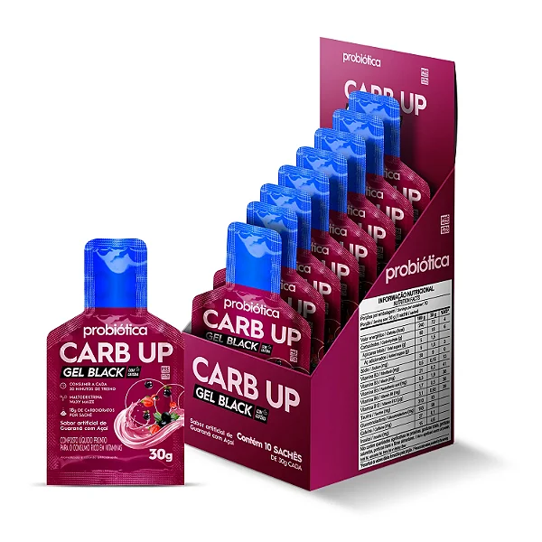 Carb Up Gel Black Sache 30g Display Com 10Un Probiotica - Guaraná Com Açaí