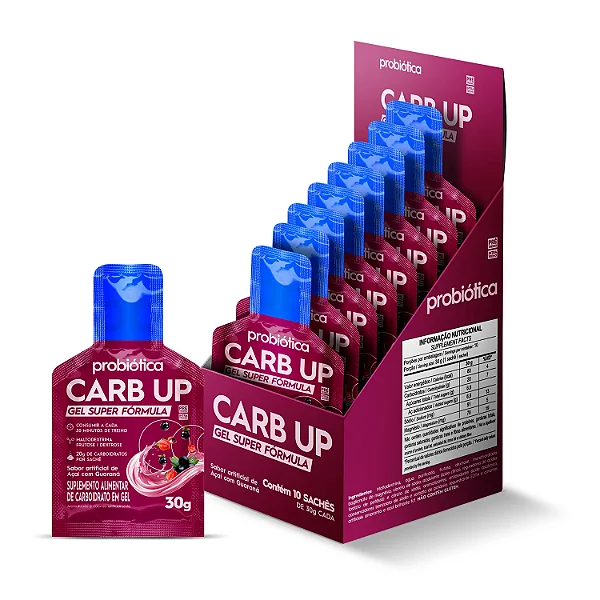 Carb Up Gel Super Formula Sache 30g Display Com 10un Probiotica - Açaí Com Guaraná