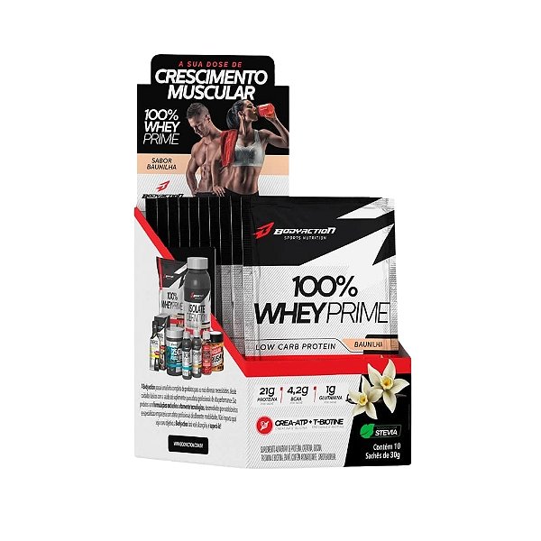 100% Whey Prime 30g Display Com 10un BodyAction - Baunilha