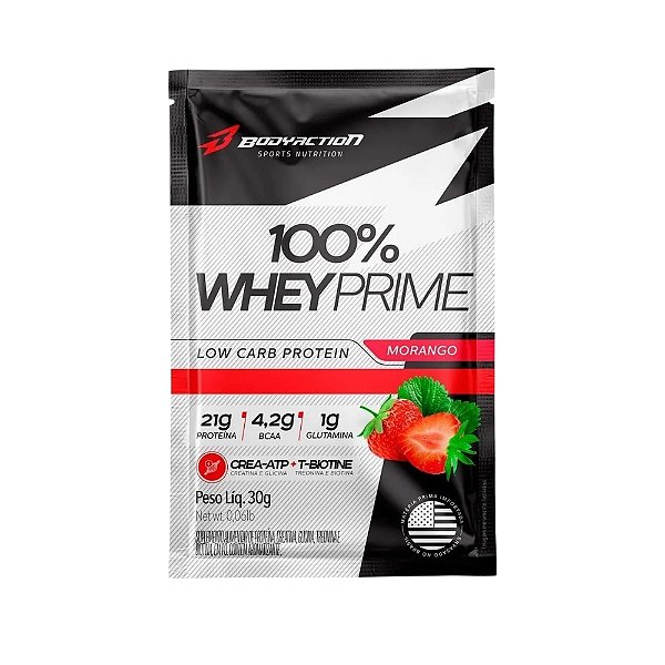 100% Whey Prime Sache 30g Morango Body Action