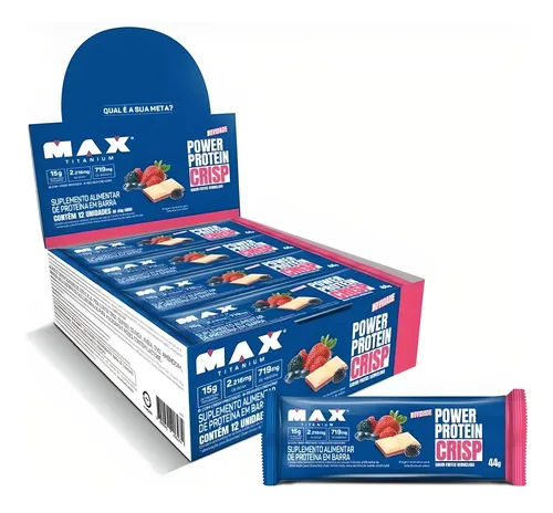 Power Protein Crisp 44g Display Com 12un Max Titanium - Frutas Vermelhas