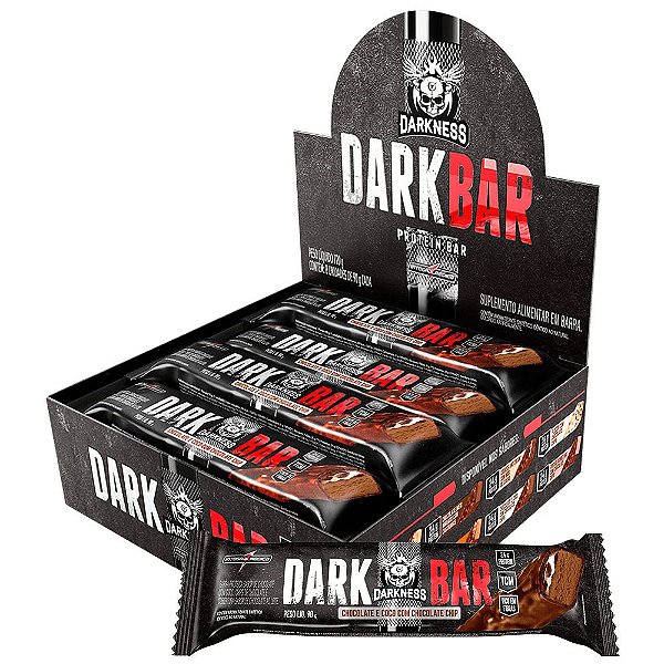 Dark Bar 90g Display Com 8un Darkness - Chocolate Ao Leite Com Chocolate Chips
