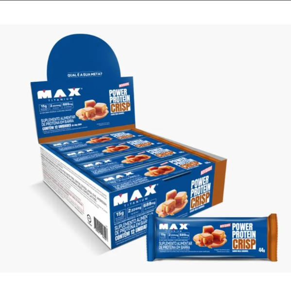 Foto de Power Protein Crisp 44g Display Com 12un Max Titanium - Milk Caramel