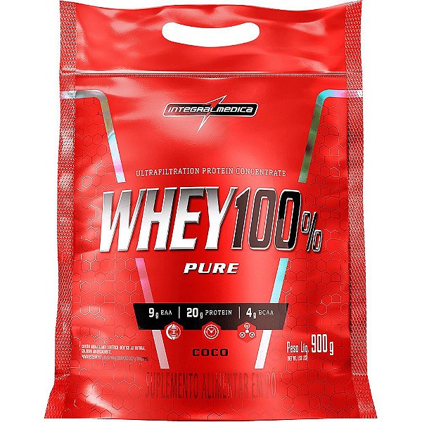 Whey 100% Pure Refil 900g Integralmedica - Coco
