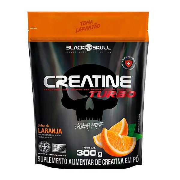 Creatina Turbo Refil 300g Black Skull - LARANJA