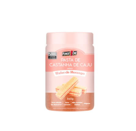 Pasta De Castanha De Caju Sabor Wafer De Morango 340Gr - Power1One