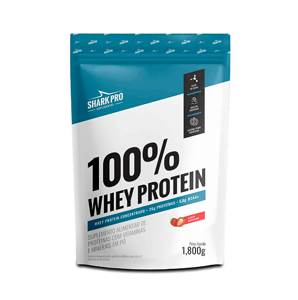 100% Whey Protein Refil 900g Shark Pro - Morango