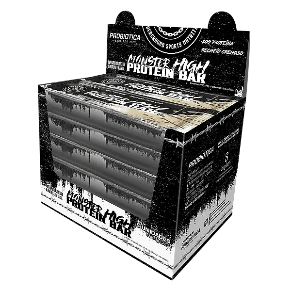 Monster High Protein Bar 63g Display Com 8un Probiotica - Soverte De Flocos