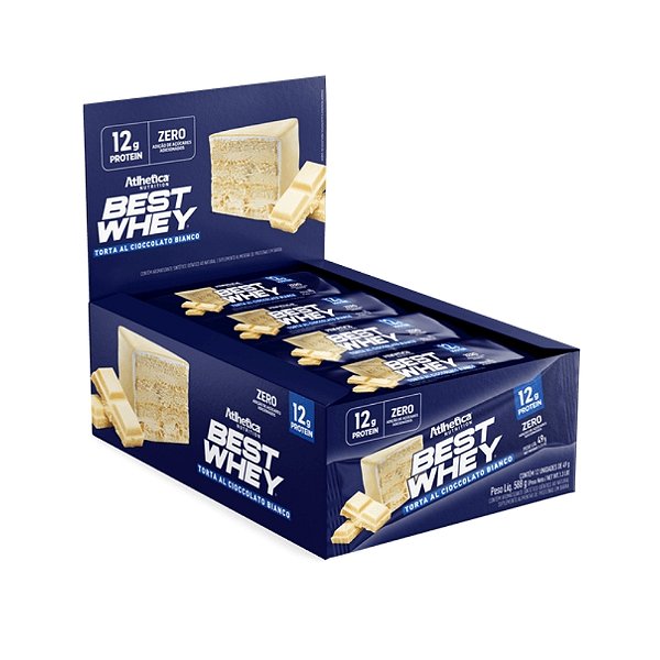 Best Whey Bar 49g Display Com 12un Atlhetica Nutrition - Torta Al Cioccolato Chocolate Bianco