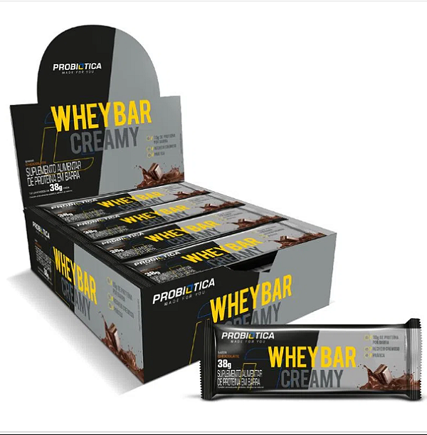 Foto de Whey Bar Creamy 38g Display Com 12Un Probiotica - Chocolate