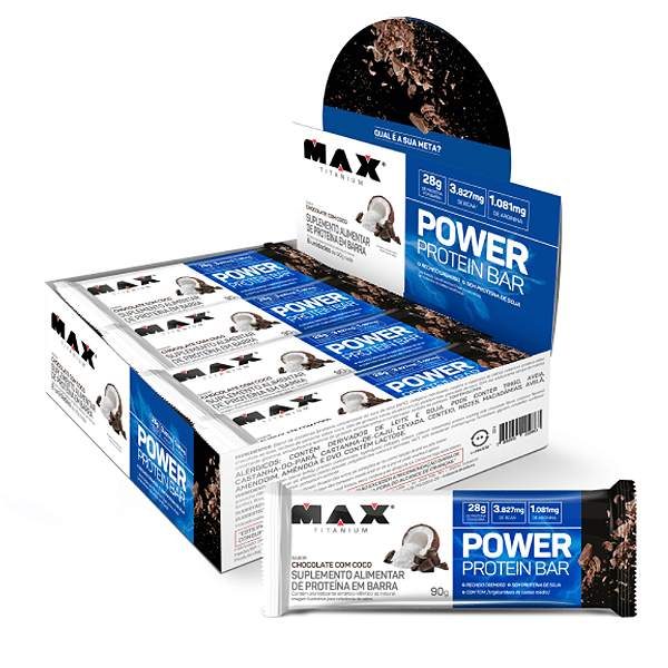 Foto de Power Protein Bar 90g Display Com 8un Max Titanium - Chocolate Com Coco
