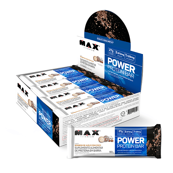 Foto de Power Protein Bar 90g Display Com 8un Max Titanium - Avelã Com Coco