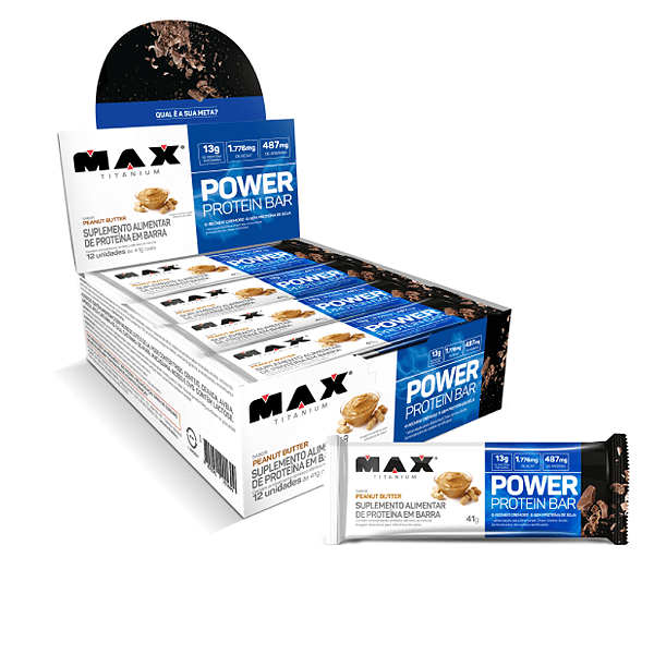 Power Protein Bar 41g Display Com 12un Max Titanium - Peanut Butter