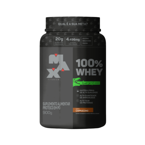 100% Whey Dino Pote 900g Max Titanium - Caramelo Macchiato
