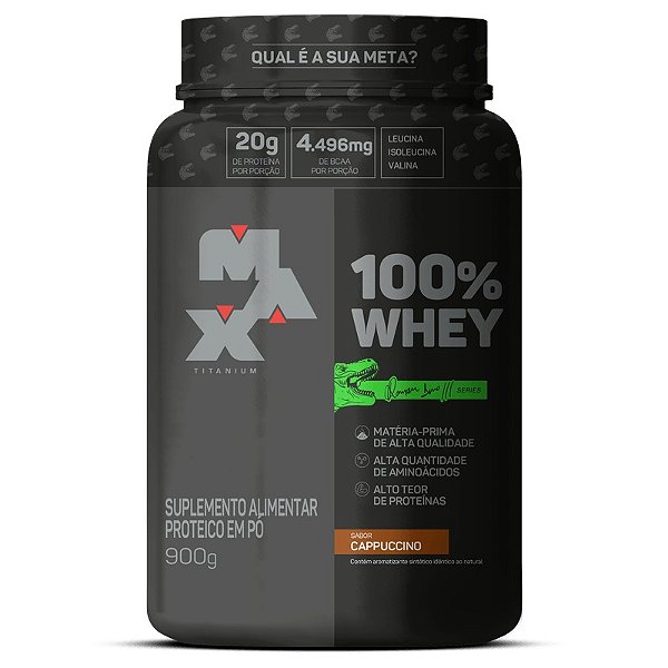 100% Whey Dino Pote 900g Max Titanium - Cappuccino