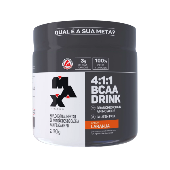 BCAA Drink 4:1:1 Pote 280g Max Titanium - Laranja
