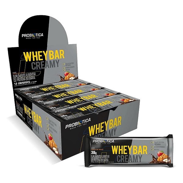 Whey Bar Creamy 38g Display Com 12Un Probiotica - Torta De Maçã