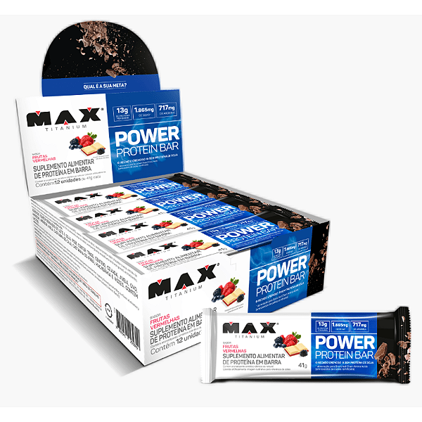 Power Protein Bar 41g Display Com 12un Max Titanium - Frutas Vermelhas