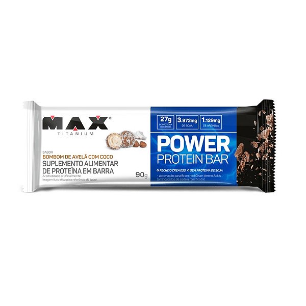 Foto de Power Protein Bar 41g Bombom De Avelã Com Coco Max Titanium